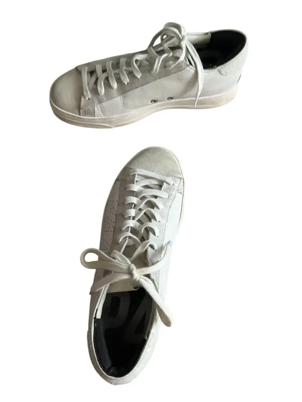 P448 Women’s White Leather Sneakers Size 38 / US 8 - Image 5