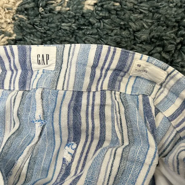 GAP Blue and White Striped Wide Leg Pants - Image 2
