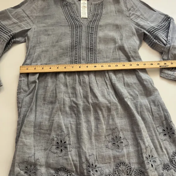 S Tommy Bahama ST. LUCIA SPLIT NECK LINEN-BLEND MINI DRESS IN BLUE - Image 4