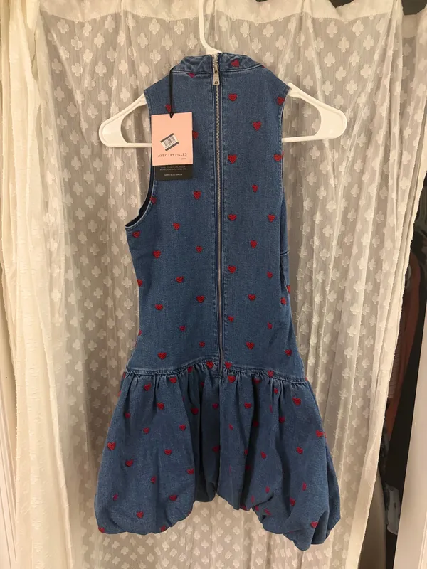 Avec Les Filles Denim Heart Bubble Dress - Image 2