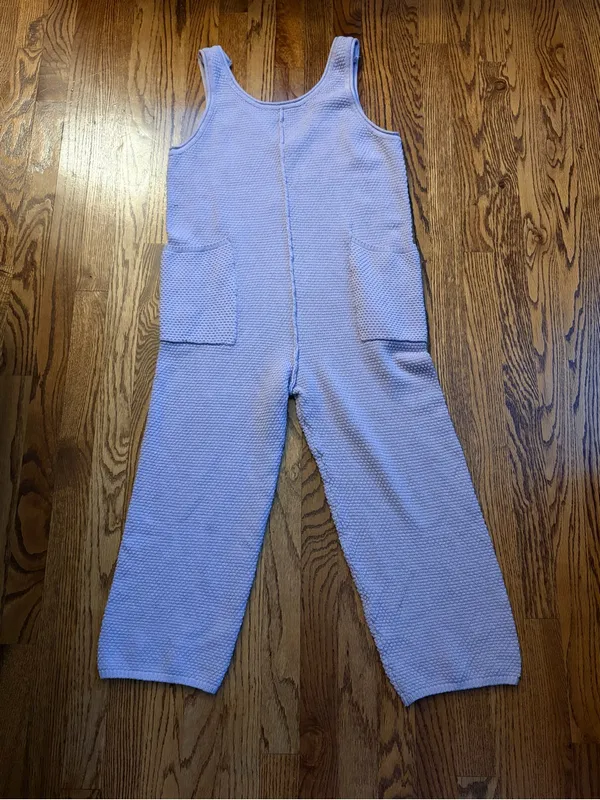 Free People Hailee Sweater Jumper Lilac XS Waffle Knit Cotton Jumpsuit Pockets - Image 2