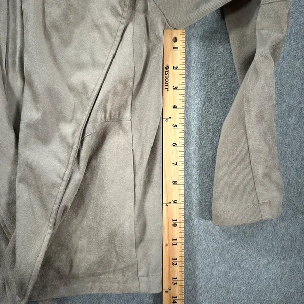 BB Dakota Open Front Moto Jacket Faux Suede Womens Large Beige New Anthropologie - Image 8