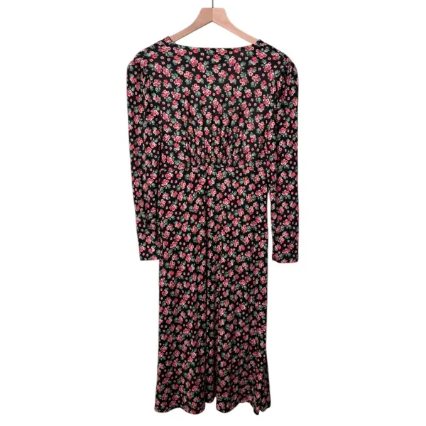 NWT Boden Women’s Jersey Tea Midi Dress Diamond Rose Floral Black Pink 6 Petite - Image 4