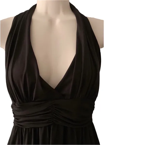 Forever 21 Black Shirred Tie Waist Halter Size M - Image 3