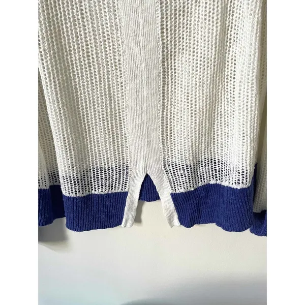 Soft Surroundings Linen Blend Lightweight Sweater White Purple Size XL - Image 4