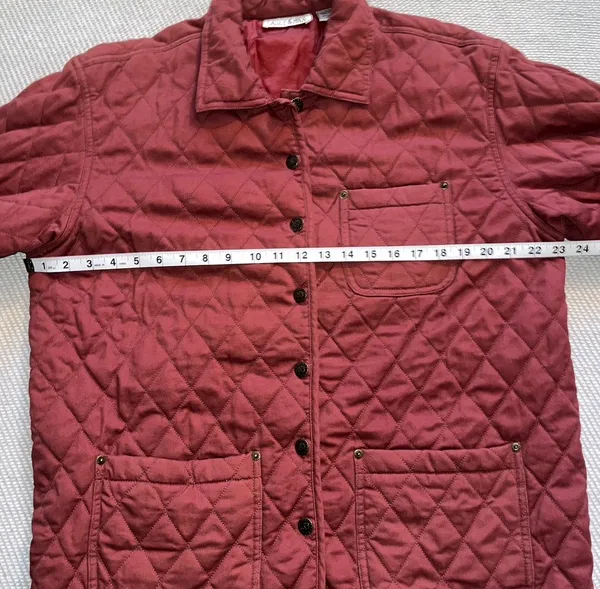 Women’s Vintage Maroon Red Quilted Coat Lined Sz L - Image 4