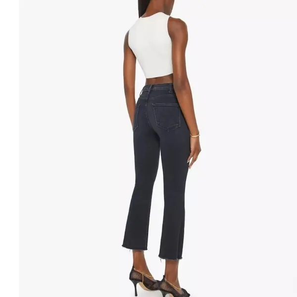 Mother Hustler Ankle Fray Hem Black Stretchy Denim Jean Pants 27 - Image 2
