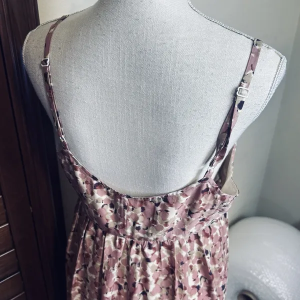 Fossil Pink Mini Dress Watercolor Abstract sleeveless M‎ Ruffle Hem Party Corset - Image 5