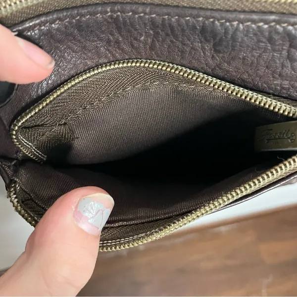 Vintage Fossil mini leather‎ crossbody bag brown - Image 5