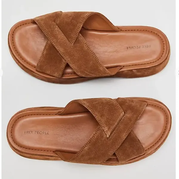 NWOT Free People Asbury Flatform Sandals in Cognac Suede - Image 3