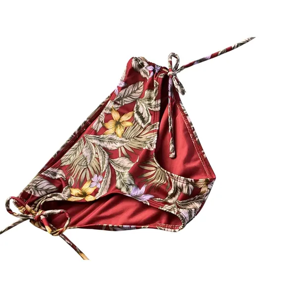Aeropostale‎ Womens Burgundy Tropical Floral Tie Front Bikini Set XS 8169 - Image 4