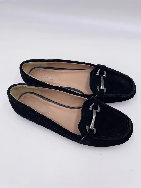 I Love Comfort Memo Tech Driving Loafers Flats Size 9.5 Black Suede Leather Shoe - Image 2