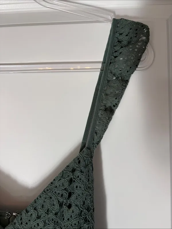 NWT Altar'd State Sage Green Crochet Fit & Flare Mini Dress Size S - Image 3