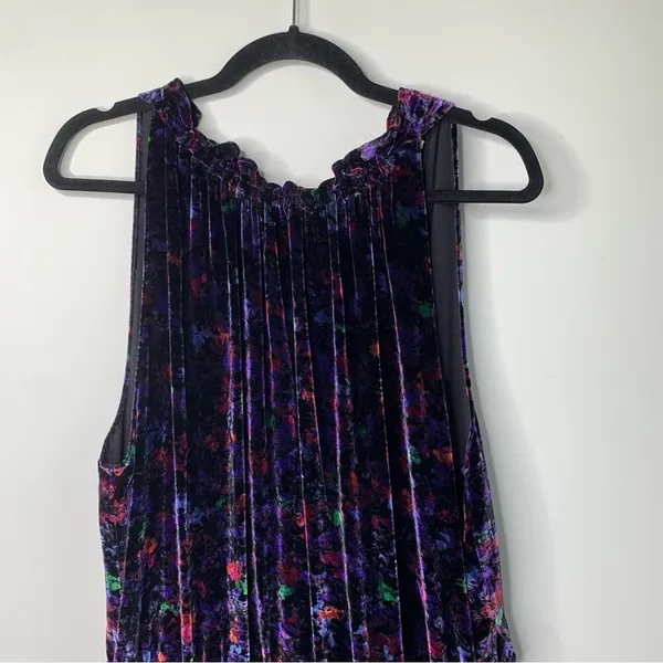 Ramy Brook silk velvet velour floral‎ Dolores halter mini dress size 14 party - Image 4