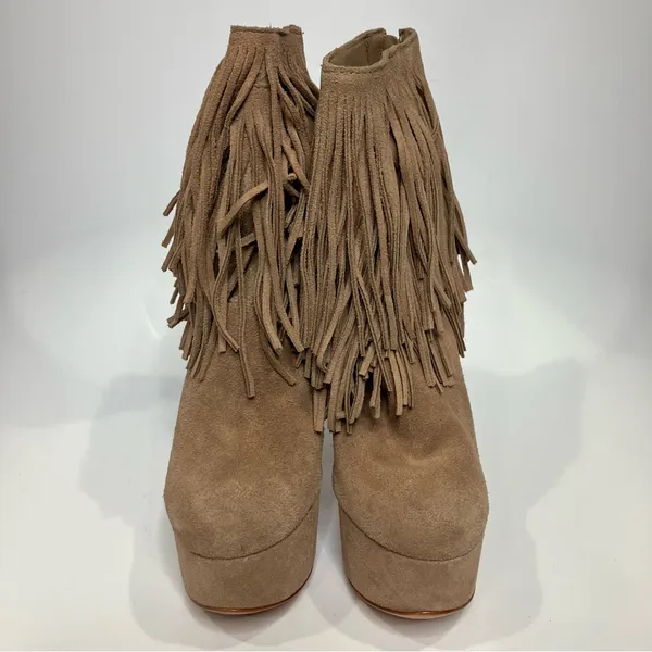 Schutz tan fringe‎ leather platform heels women’s size U.S. 7 party western - Image 2