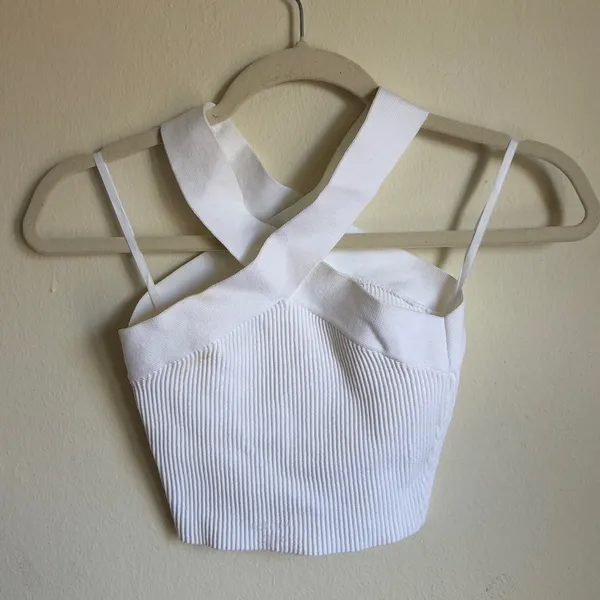 Aritzia Babaton Sculpt Knit Criss Cross Tank White - Image 4