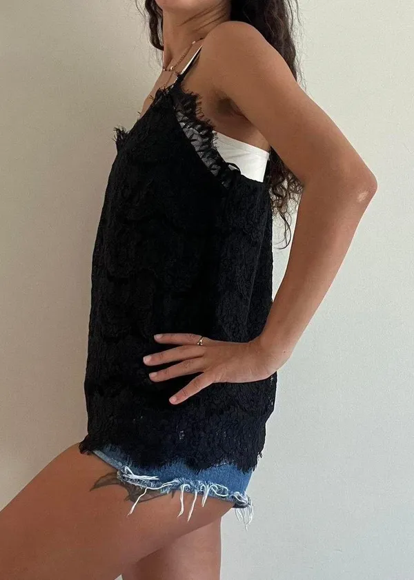 Monteau Black Lace Cami Tank - Image 4