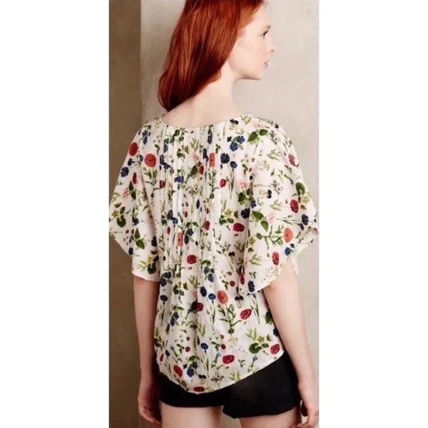 Anthropologie MAEVE Maya Floral Fluttered Top Blouse Strawberry Fruit Berries 2‎ - Image 8