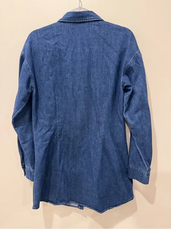 Mare Mare x Anthropologie Sz M Denim Snap Button Shirt Dress Cowgirl Western - Image 7