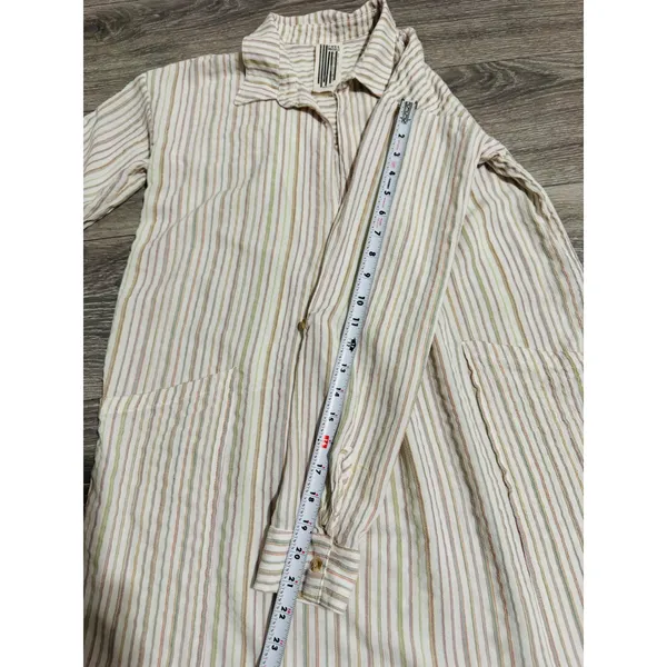 Free People Striped Tunic Shirt‎ Womens XS Long Sleeve Boho Split Neck Pullover - Image 8
