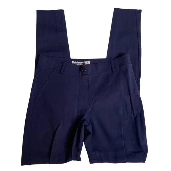 Betabrand Women's Navy Blue Stretch Pants‎ Size S Long Ankle Crop - Image 4
