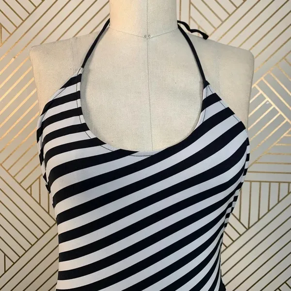 Zara Swimsuit Black and White Striped One-Piece Bathing Suit Size‎ Small - Image 4
