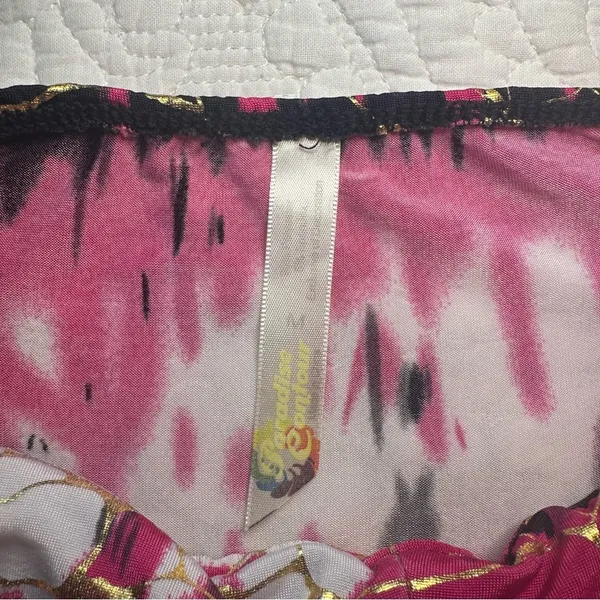 Paradise Contour Y2K Halter Dress. Pink and Gold. Size: Medium. - Image 5