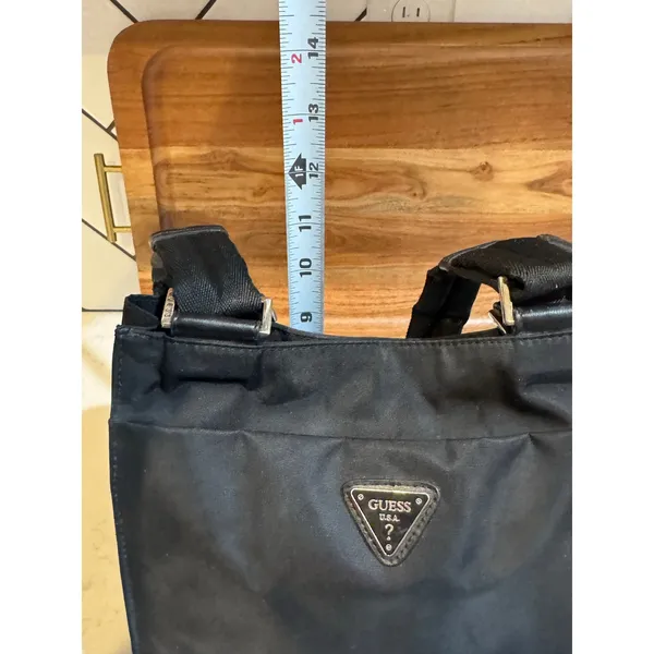 vintage black Guess triangle logo nylon shoulder crossbody bag 90s early Y2K - Image 13