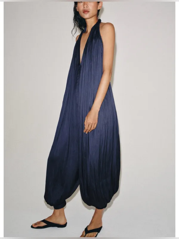Zara zw collection satin open back jumpsuit - Image 4