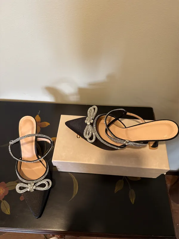 Black Rinestoned Heels Size 9 - Image 2
