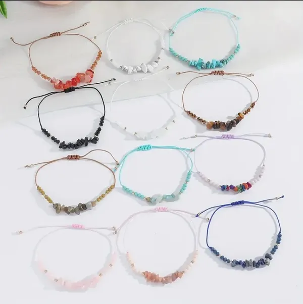 12PCS Mixed Color Rainbow Colorful Stone Crystal Bracelets - Image 3