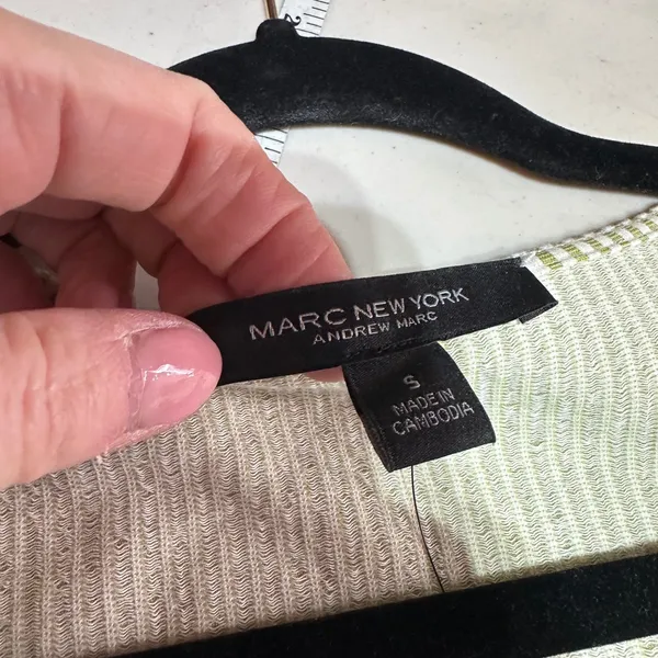 MARC NEW YORK Split Pea White Stripe V Neck Dolman Sleeve Top‎ Size S NWT Boxy - Image 6