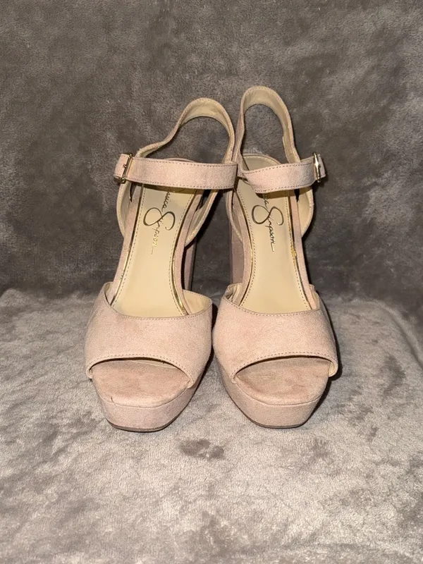 Jessica Simpson Women's Size 9.5M Blush Suede Platform Block Heel Sandals - Image 2