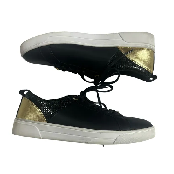 Ted Baker Kulei Black Leather Gold Heel Accent Women’s Sneakers Size 9 - Image 4