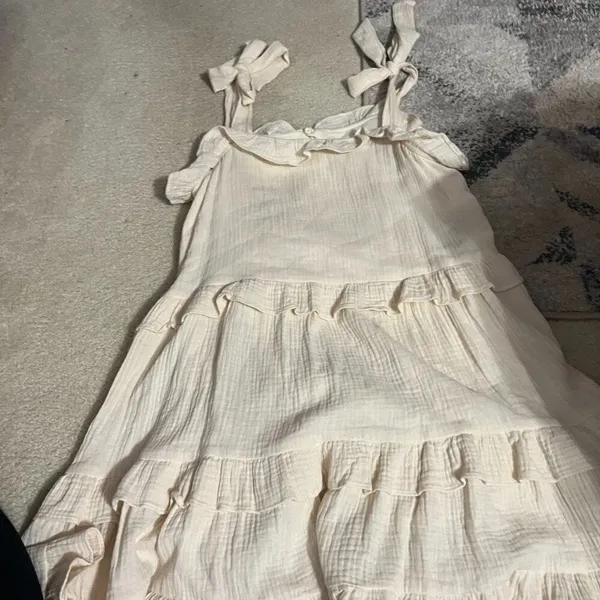 &merci tie shoulder ruffle pleated‎ dress small - Image 5