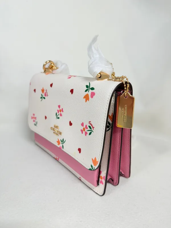 Coach Klare with Heart Print Gold/Chalk Leather Cross Body Bag C7596 - Image 2