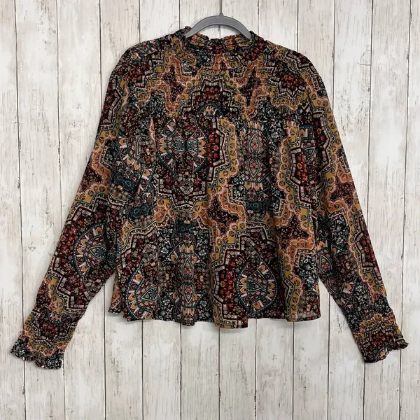 Wrangler Retro Smocked Western Print Lightweight Flowy Blouse Size XL - Image 2