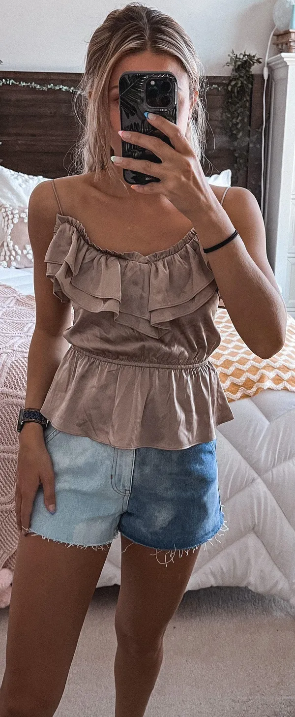 Express Taupe Silk Tank - Image 3