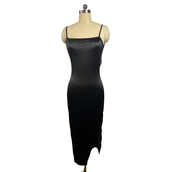 New! Ser.o.ya Birdie Midi Bodycon Dress Black Stretch Satin Sz Small‎ $295 - Image 9