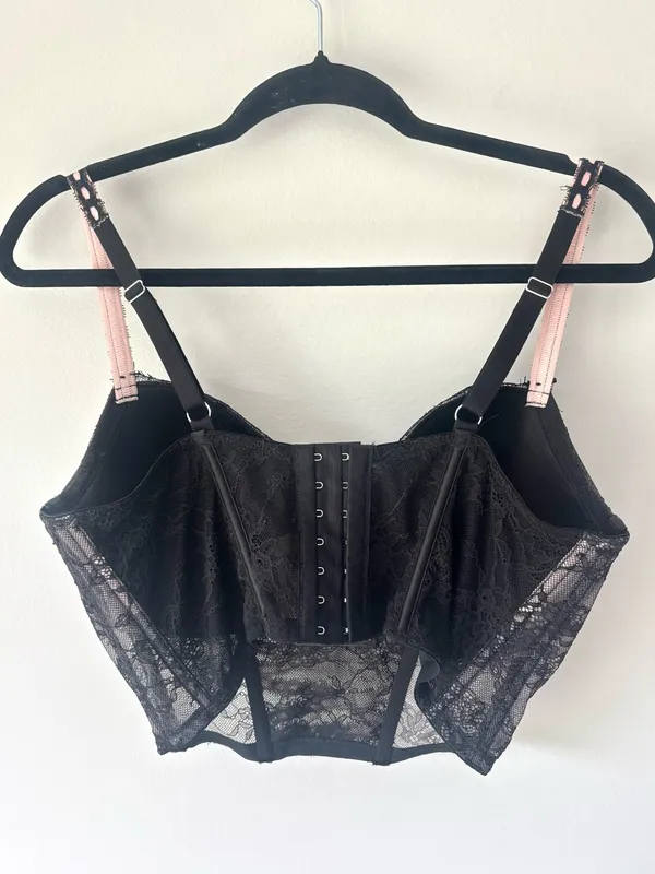 Victoria’s Secret Dream Angels Heritage Ribbon Slot Corset Bra Black Link Lace - Image 7