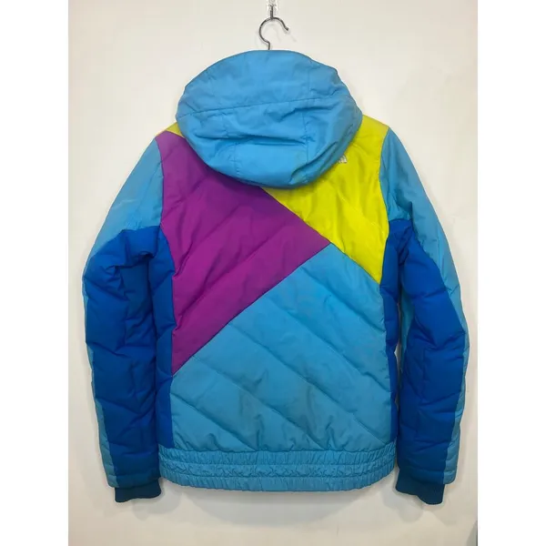 Rare vintage The North Face Jitterbug down jacket in bold blue, pink and yellow - Image 5