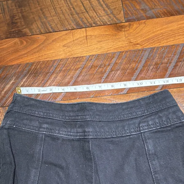 BLANK Black Denim Flared Knee Length Skirt Seamed Zip Solid XS Regular - Image 6