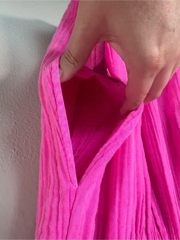 Love Shack Fancy Athalia Hot Pink Cotton Mini Dress Womens S Flutter Sleeve - Image 2