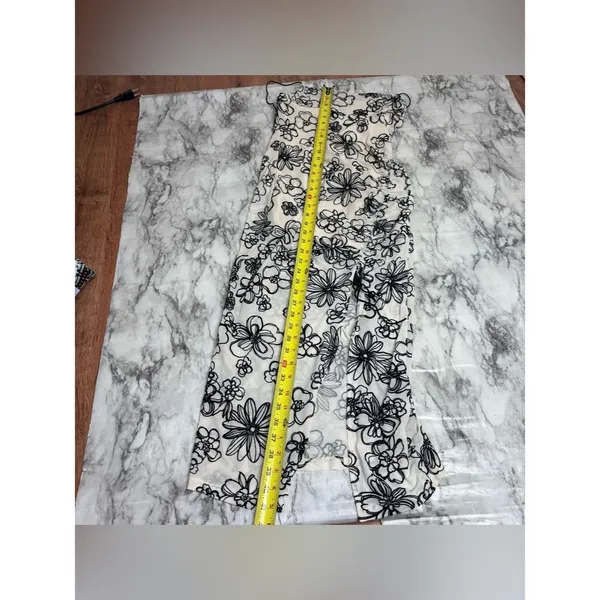 Cider off White Midi Dress Black Floral Print side slit bodycon size small NWT - Image 4