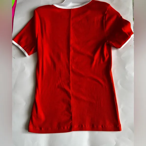 [Free Assembly] Women's Round Neck Short Sleeve T Shirts Orange Size M - Image 7