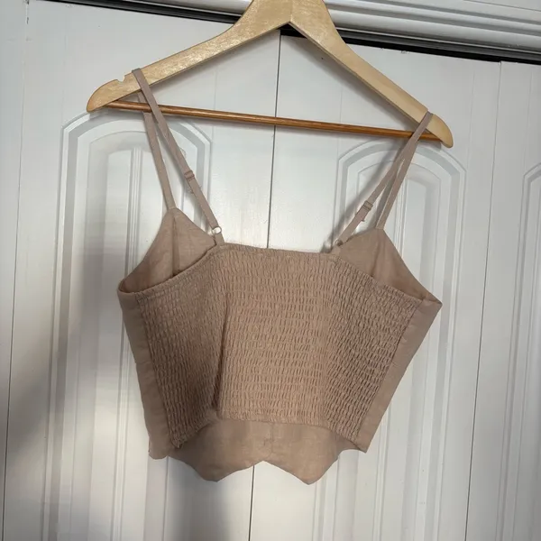 Love Tree Tan Button Front Tank Top‎ Size Large - Image 2