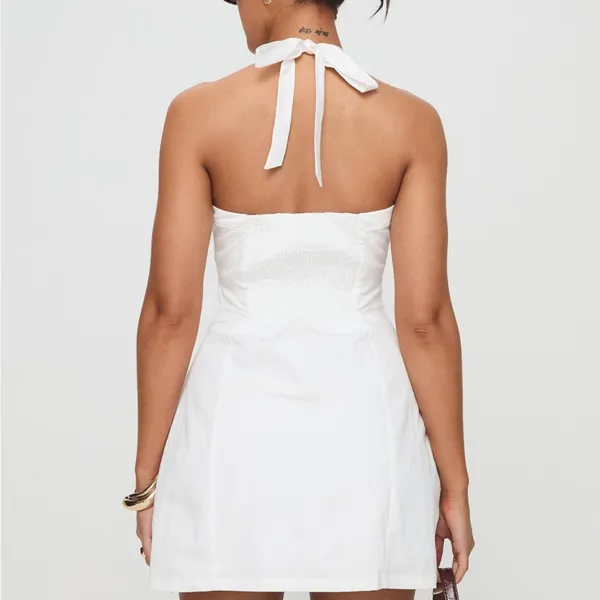 Princess Polly Mallorie Halter Mini Dress White - Image 5