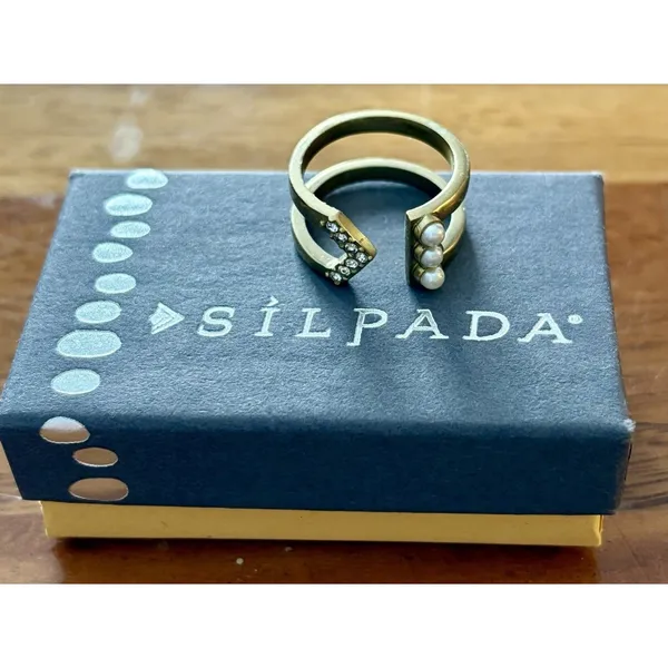 SILPADA “Dotted Pearl” Open Cuff Ring - KRR0124 - Crystal/Brass/Pearl - NWT - Image 10