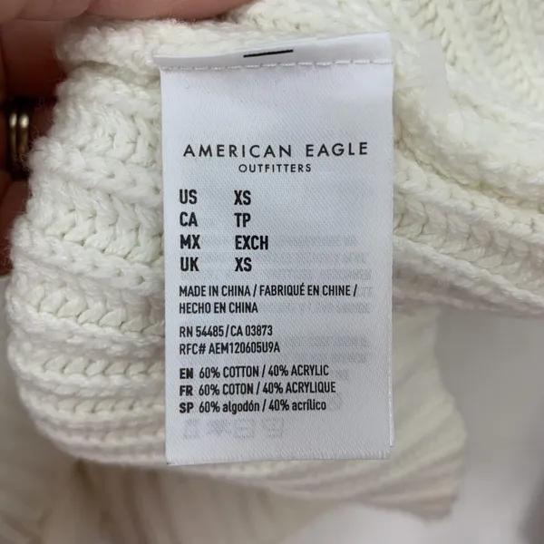 American Eagle Size XS‎ Sweater Henley Cropped Long Sleeve Chunky Knit Women’s - Image 5