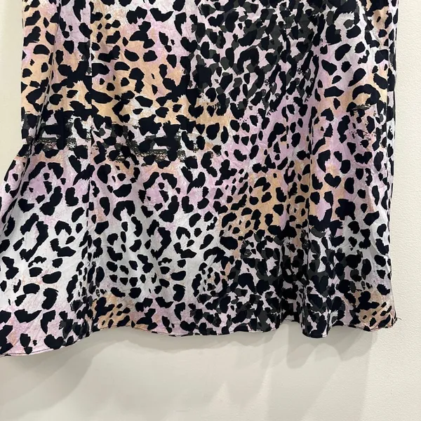 Veronica Beard Diane Stretch‎ Silk Leopard Print Midi Slip Skirt Lilac Multi 10 - Image 4